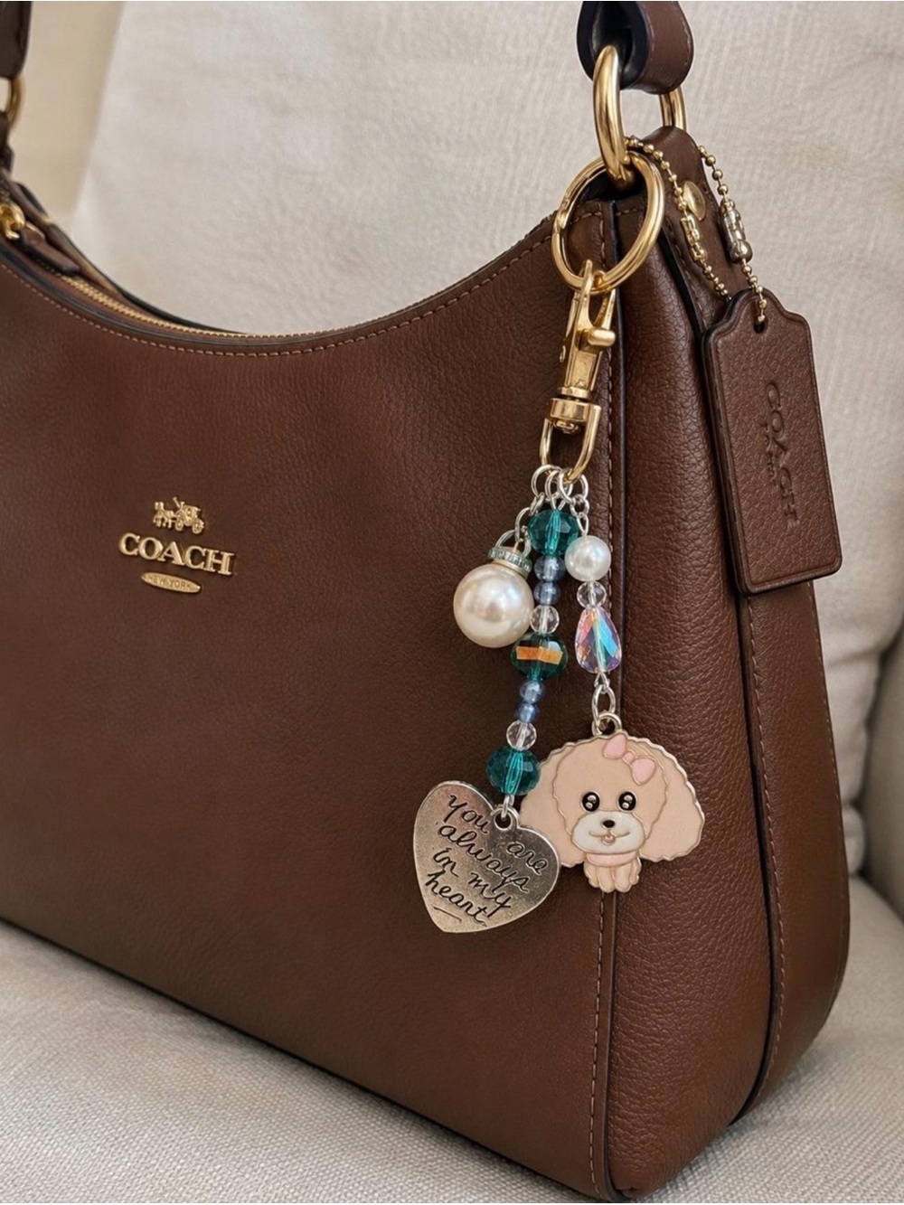 Hand Crafted Dog-Lover Bag Charm: “You are always in my heart.”